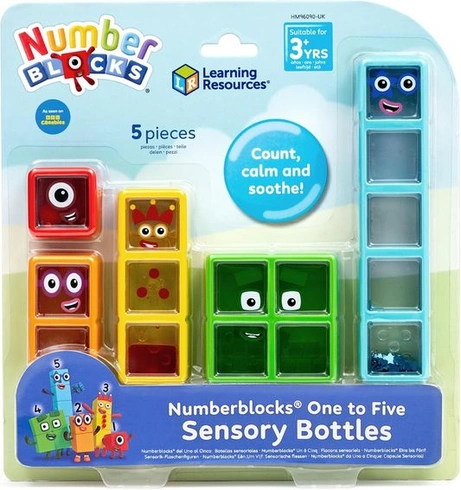 Vzdělávací zdroje Senzorické lahvičky Numberblocks od jedné do pěti, hračka pro 3leté chlapce a