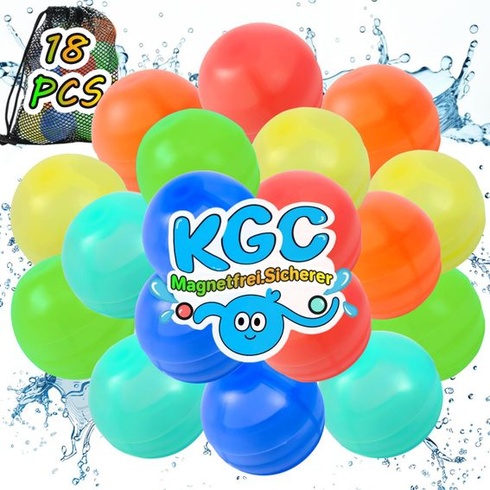 KGC 18 opakovane použiteľných silikónových vodných bômb so sieťovaným vreckom do bazéna, na pláž a do