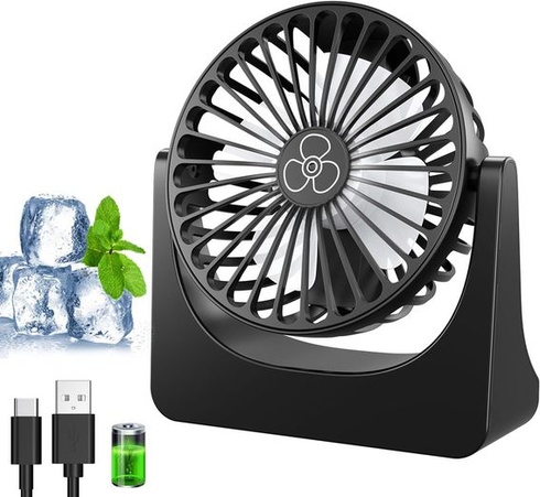 PALATALA stolní ventilátor, mini ventilátor, USB ventilátor se 3 rychlostmi a 360° rotací,
