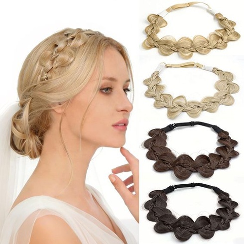Zapletená čelenka pre ženy, zmiešaná blond, 4 pramene, 1 kus (1 balenie)