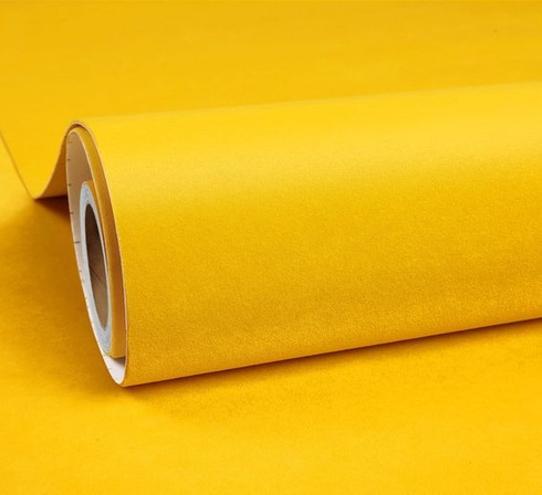 ReWallpaper Zamatová látková tapeta s vločkovanou látkou, žltá, samolepiaca fólia, velúr, 44,5 cm x