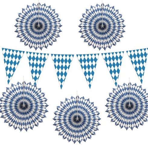 Dekorace s praporkem Oktoberfestu, opakovaně použitelná bavorská dekorace Wiesn, girlanda