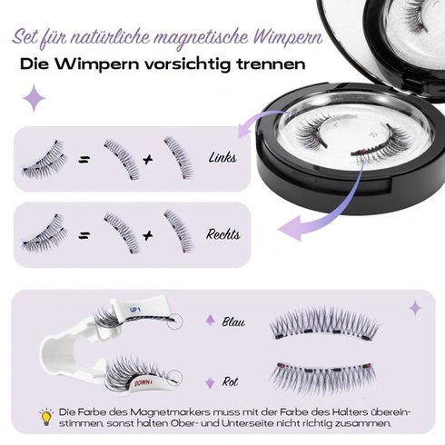 Magnetické riasy, prirodzený vzhľad bez očnej linky, styling celých a polovičných rias s aplikátorom