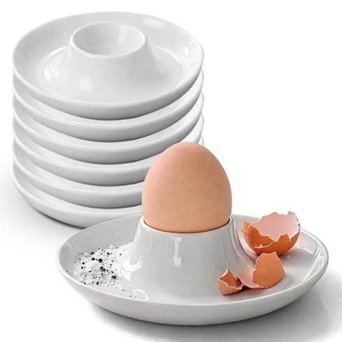 DASIAUTOEM Keramické držáky na vajíčka, sada 6 kusů, porcelánové držáky na vajíčka, bílé, vysoce