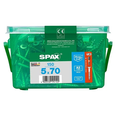 Skrutka so zapustenou hlavou SPAX T-Star Plus, nerezová oceľ A2, 150 ks - A