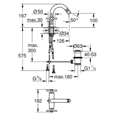 Bidetová batéria GROHE Atrio, supersteel, matná - A