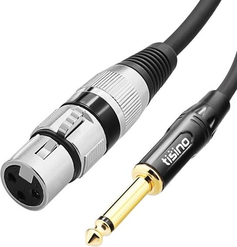 Mikrofonní kabel Tisino, XLR samice na 6,35 mm, TS mono jack, nesymetrický mikrofonní kabel pro