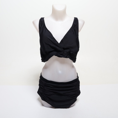 Dámske bikiny Voqeen s vysokým pásom, push-up vzorom, výstrihom do V, kríženými volánikmi a