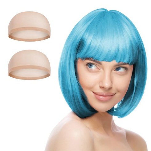 AUYAO Krátká bob paruka, 3/4 ks Barevná neonová bob paruka, Ofina Paruka Příčesky Cosplay pro noční