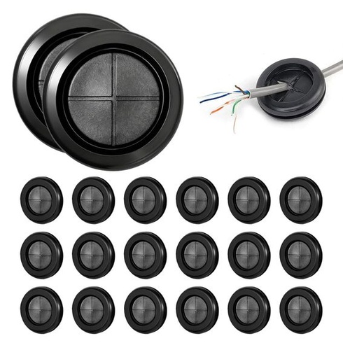 20 kusů 40mm černých gumových kabelových průchodek
