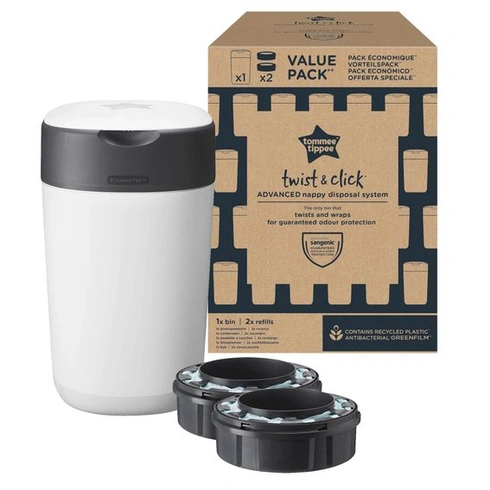 Pleny Tommee Tippee Twist and Click Advanced s 2 náhradními kazetami, zaručená ochrana proti