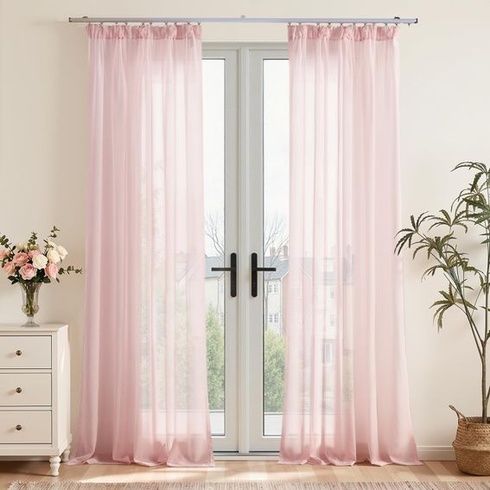 Vangao Stores Záclony s nariasenou páskou Moderné 2 ks V 245 x Š 140 cm Ružové nariasené pásky Ružové