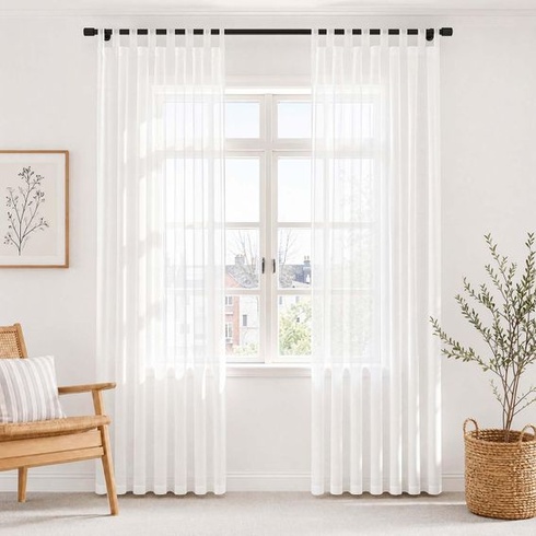 Vangao biele záclony s pútkami V225 x Š140 cm Sada 2 priesvitných záclon s pútkami biele V225 x Š140 cm