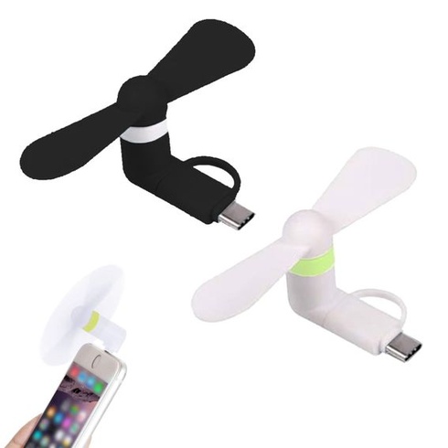 Cerioll 2 mini ventilátory na telefon, 2 v 1 mini ventilátor na telefon, přenosný chladicí rotační