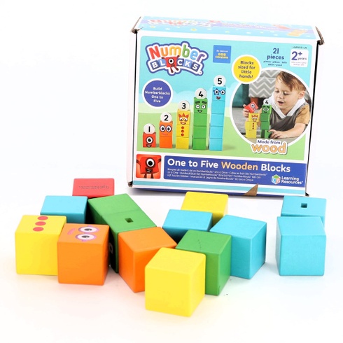 Vzdelávacie zdroje Numberblocks Drevené kocky, 15 viacfarebných kociek, Stavajte postavičky od