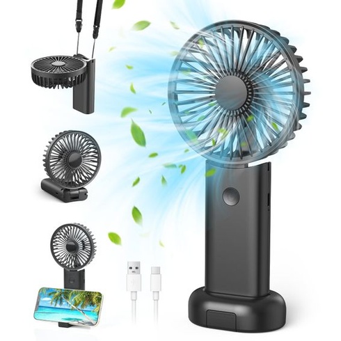 Ručný ventilátor, Prenosný USB dobíjací ručný ventilátor, Mini ventilátor 3000 mAh, 3 rýchlosti, 3