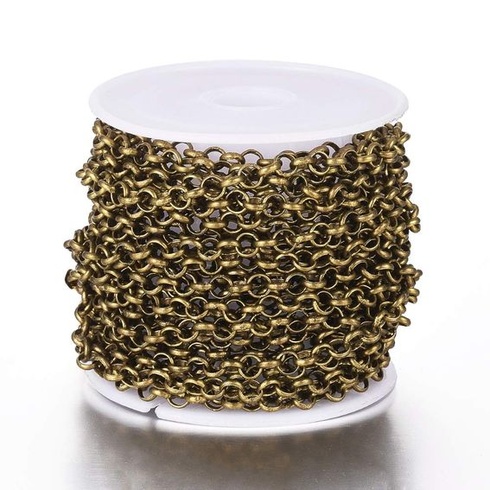 Beadthoven 4m okrúhle retiazky Belcher s priemerom 4 mm mosadzné krížové rolo retiazky náhrdelník s