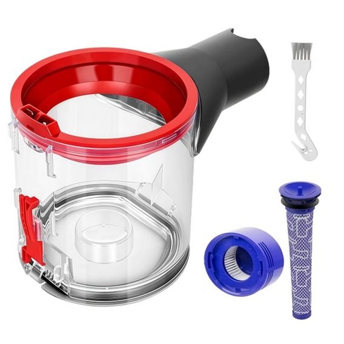 Priehľadná náhradná nádoba na prach pre vysávač Dyson V7 (SV11)/V8 (SV10), obsahuje predfilter, 1 x