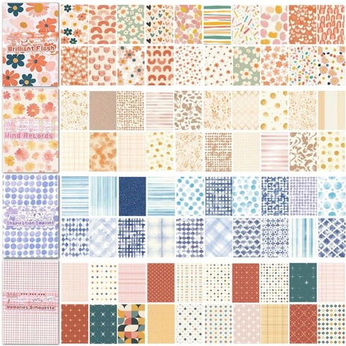 Sada 200 listov retro papiera na scrapbooking, 5,6 x 8,3 cm, vzorovaný remeselný papier,