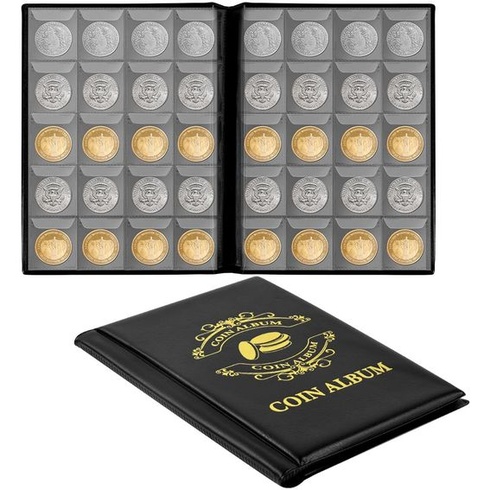 Album na mince Vicloon s 200 vreckami, univerzálny prémiový album na mince v hodnote 2 eur 3,5 * 4