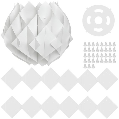 Origami stínidlo na lampu, bílý složený papírový kryt na závěsné světlo do obývacího pokoje,