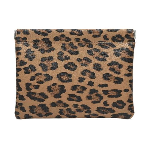 Kosmetická taštička z vintage kůže s leopardím potiskem, přenosná kosmetická taštička bez zipu,