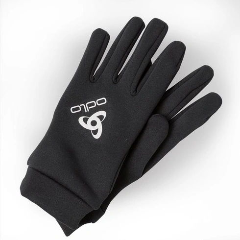 Unisexové fleecové rukavice Odlo Stretch Fleece Liner na lyžovanie a behanie, čierne, veľkosť L