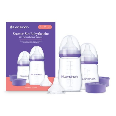 Sada kojeneckých lahví Lansinoh s dudlíky NaturalWave S, M a L, 160 a 240 ml sada 160 ml + 240 ml +