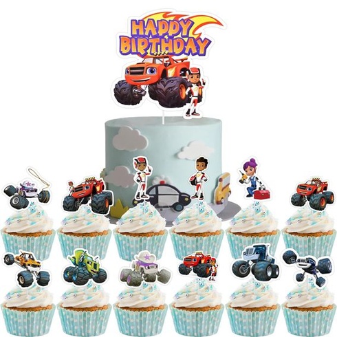 25 Blaze a Monster Machines Tortové dekorácie s Monster Trucky