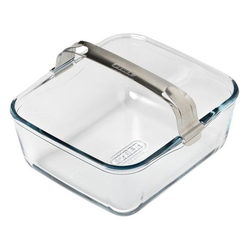 Zapékací miska PYREX do fritézy, borosilikátové sklo, 2 l, s rukojetí z nerezové oceli