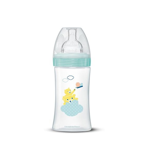 Detská fľaštička Dodie, Anti-Colic Sensation+, zelená, vzduchová, 270 ml, 0-6 mesiacov, plochá