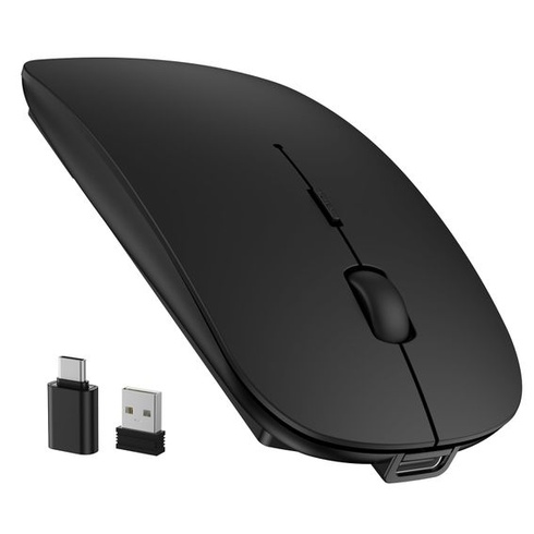 Bezdrátová myš TECKNET Bluetooth USB-C a USB-A, tenká, se 4 tlačítky, černá
