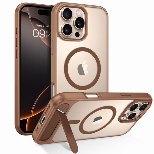 Pouzdro GaoBao pro iPhone 16 Pro Max s MagSafe a neviditelným titanovým stojánkem ve tvaru křídla,