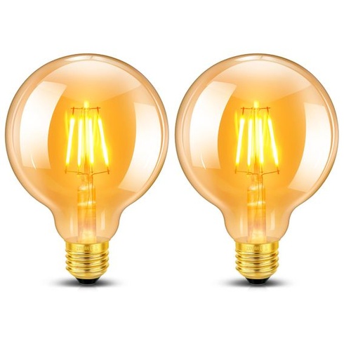 Edison Vintage žiarovka E27 4W, priemer 95 mm, guľatá LED žiarovka G95 s vláknom, nahrádza 40W
