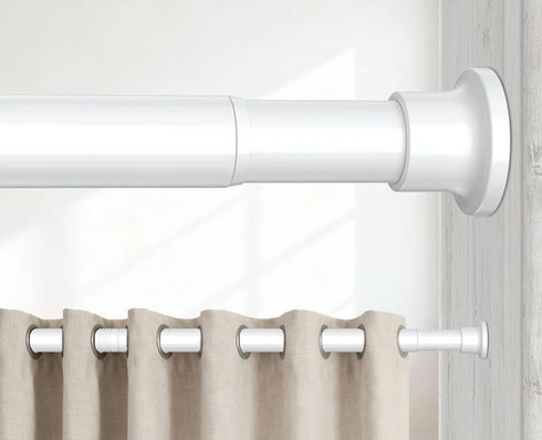Tyč na záclony s upínacími svorkami, 75-95 cm, biela, Ø 25 mm, tyč s upínacími svorkami, biela, 75-95