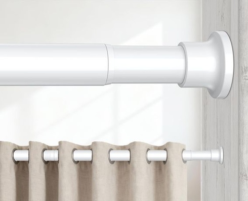 Tyč na záclony s upínacími svorkami, 75-95 cm, bílá, Ø 25 mm, tyč s upínacími svorkami, bílá, 75-95