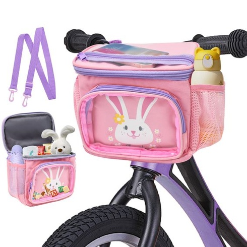 Taška na riadidlá Cyiecw pre detské bicykle s ramenným popruhom, predný košík na bicykel pre dievčatá a