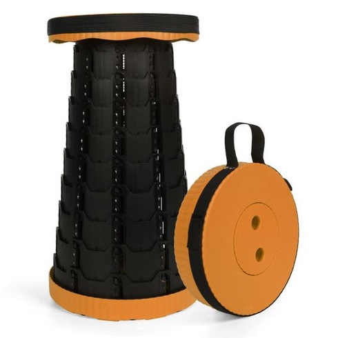 Teleskopická kempingová stolička, nastavitelná výška 6-45 cm, nosnost 181 kg, přenosná s popruhem