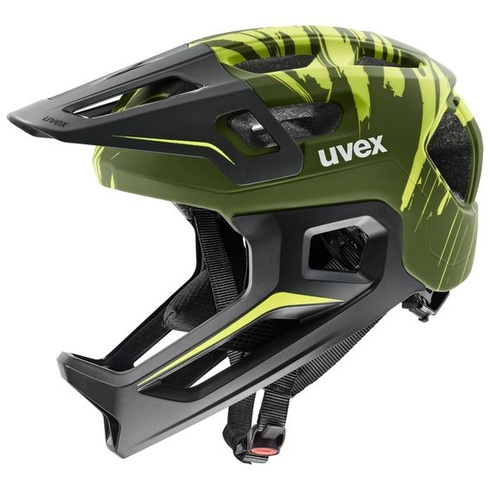 Detská integrálna cyklistická prilba uvex React jr., tmavo olivová matná, 52-56 cm