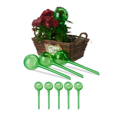 Zalievacie gule Relaxdays, sada 9 kusov, V x H: 28 x 8 cm, zalievacie gule na rastliny, 250 ml každá,