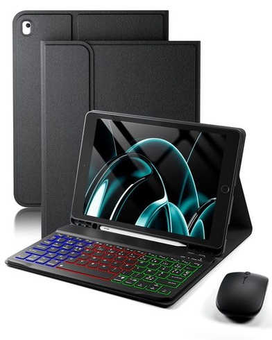 Podsvícená klávesnice a myš pro iPad 9./8./7. generace (9./2021, 8./2020, 7./2019) 10,2 palce/iPad