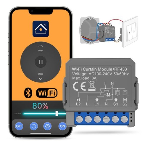 Chytrý WiFi modul spínače rolet s procentuální funkcí, WiFi spínač rolet pro motory rolet s Alexou,