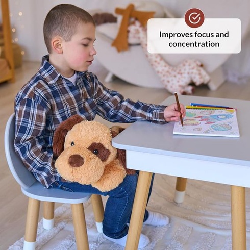ODOXIA Plyšový pes se zátěží | 2,3 kg Senzorická úzkostná plyšová hračka se zátěží pro děti a