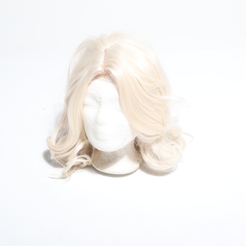 BARSDAR Krátká vlnitá platinovo blond paruka, vlnité blond paruky po ramena pro ženy, krátká vlnitá