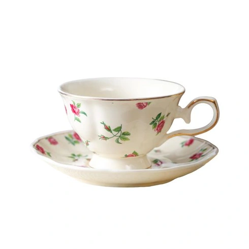 Sada vintage šálok a tanierikov Fanquare s ružovým vzorom, elegantné porcelánové šálky na kávu, 180ml