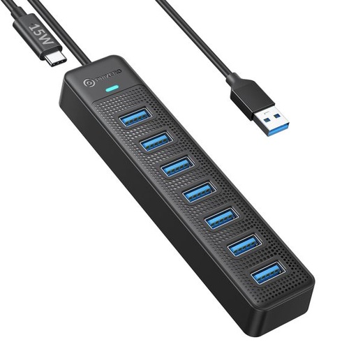 PHIXERO 7portový USB 3.0 Hub Splitter 5Gbps USB Splitter Multiport Adapter s 15cm káblom,