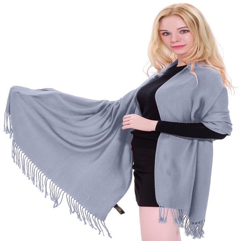 Dámský ručně vyráběný nepálský šátek pašmína CJ Apparel, univerzální velikost, modrošedý, V1012