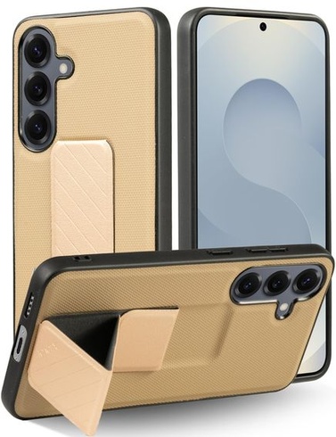 Púzdro X-level pre Samsung Galaxy S25 s nastaviteľným stojanom, púštny piesok, zlaté