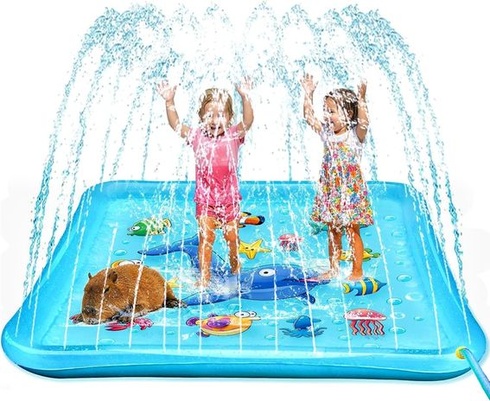 KAHEIGN Splash Pad 170cm čtvercová vodní hrací podložka – Dětská vodní hrací podložka do letní