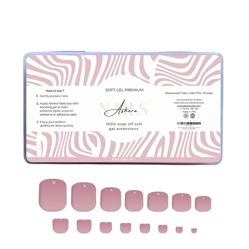 Sada gelových nailových tipů Ashera Nail Gel-X z růžového dřeva | Obsahuje 240 gelových tipů |